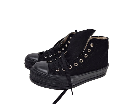 Heine Sneaker Schnürer aus Textil, schwarz, Gr. 38