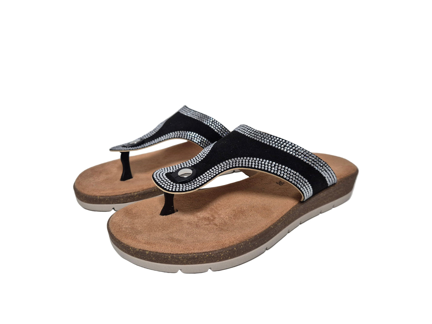 airsoft modern+ Zehentrenner Pantoletten, schwarz, Gr. 36