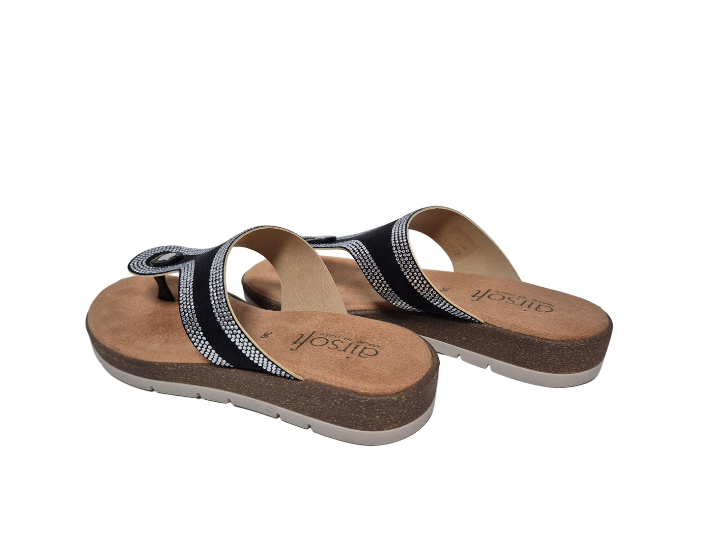 airsoft modern+ Zehentrenner Pantoletten, schwarz, Gr. 36