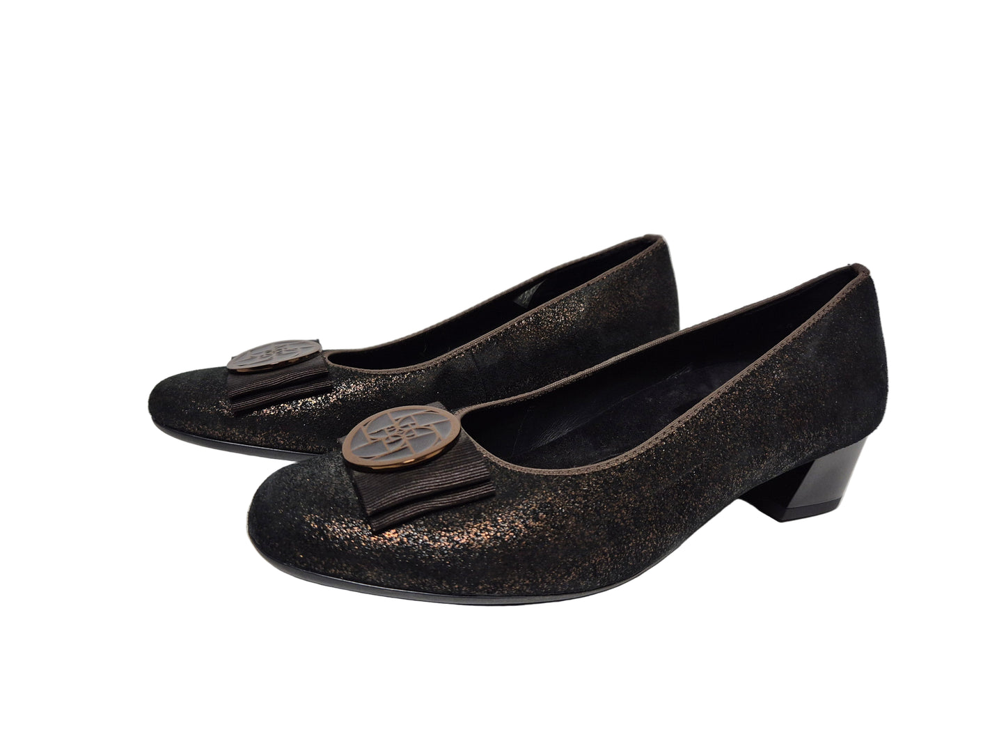 ARA Leder Pumps Glitzer, schwarz-bronze, Gr. 37,5