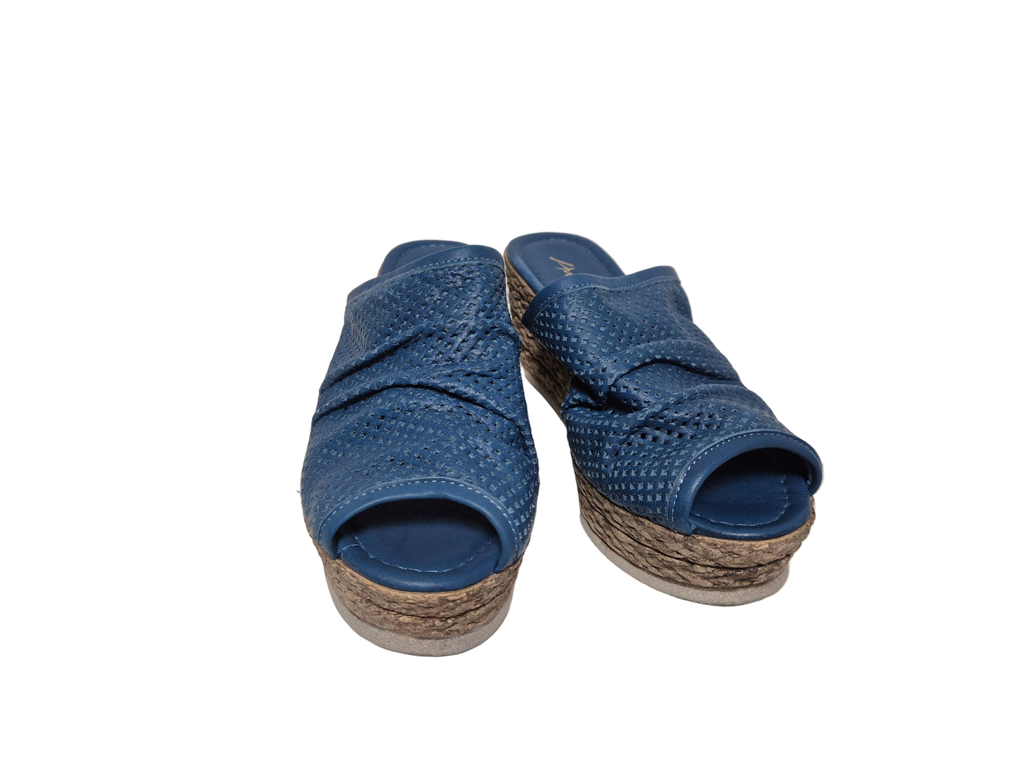 Andrea Conti Pantoletten Keilabsatz aus Leder, blau, Gr. 37