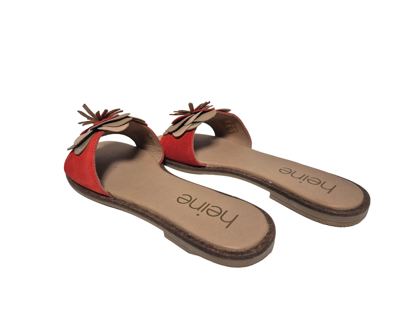 Heine Sandalen Schlappen, rot beige, Gr. 40