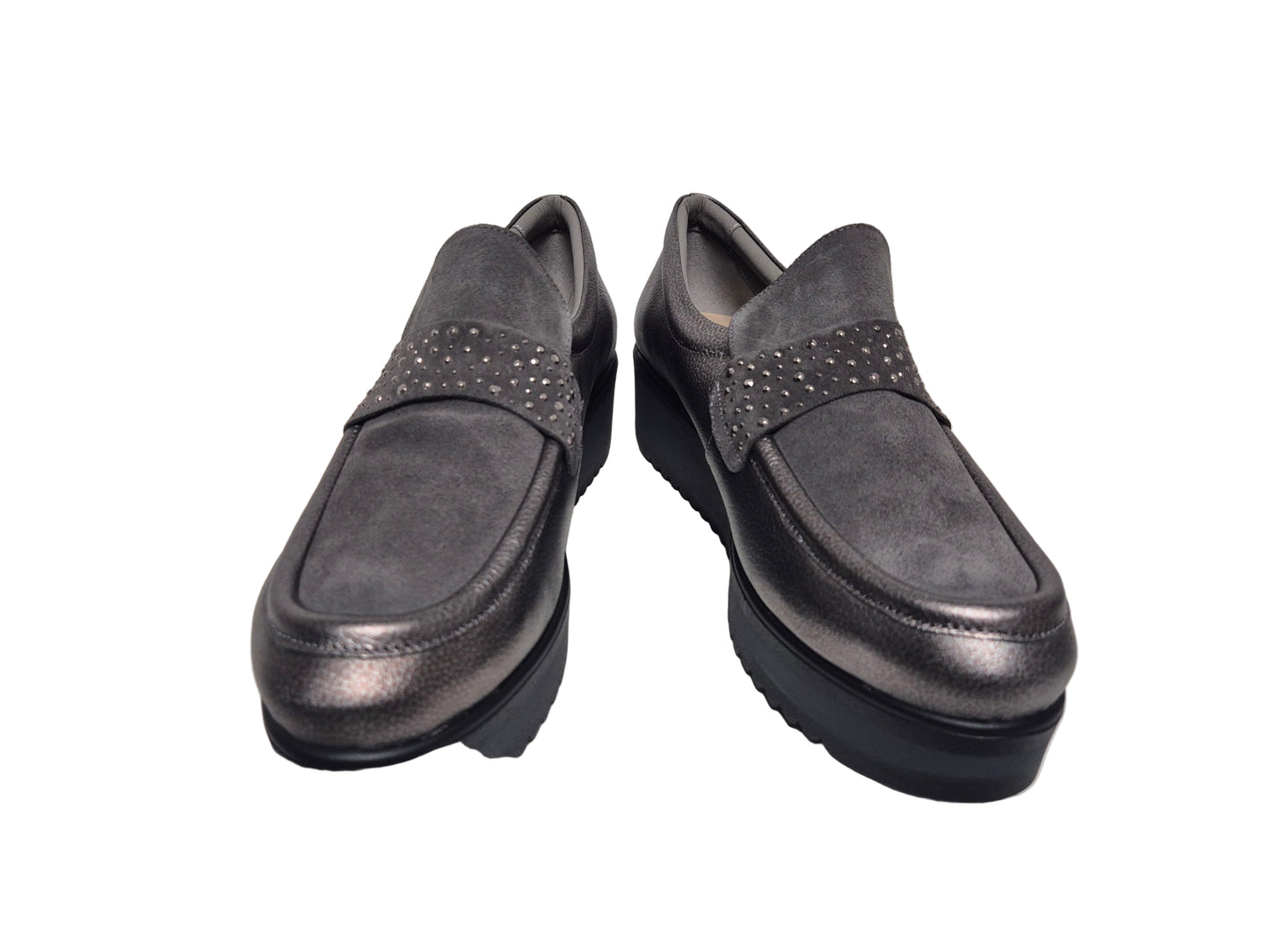 Heine Slipper Slip-On Keilabsatz, grau, Gr. 41