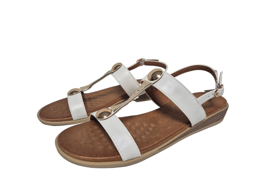 Heine Sandale Keilabsatz, weiß, Gr. 42