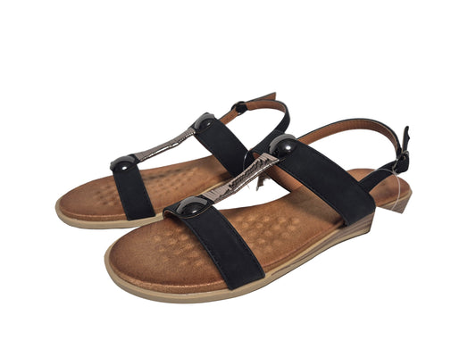 Heine Sandale Keilabsatz, schwarz, Gr. 40