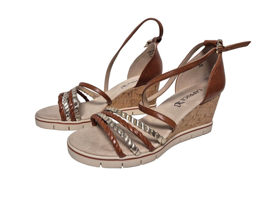 Caprice Keilsandalette, cognac gold, Gr. 39