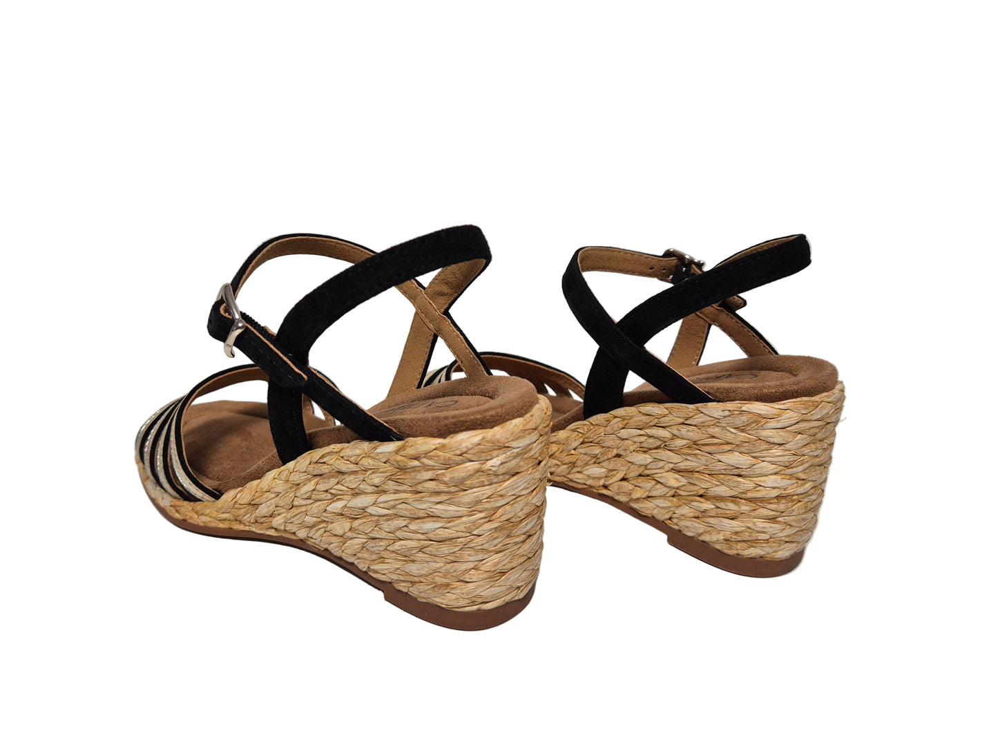 Caprice Keilsandalette, schwarz gold, Gr. 36