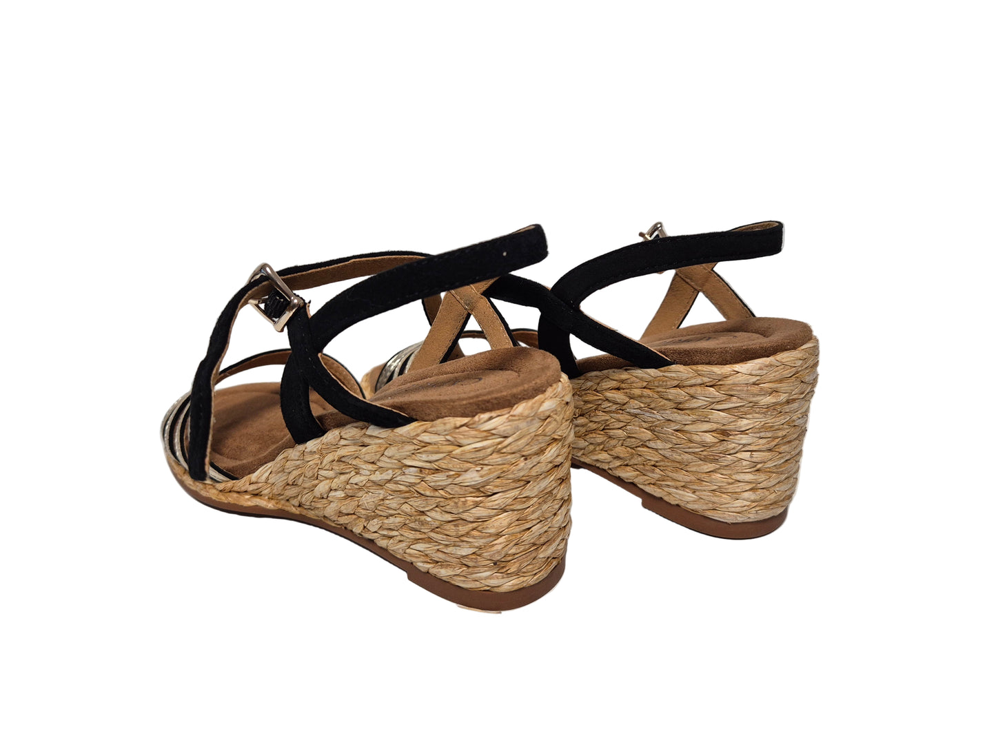 Caprice Keilsandalette, schwarz gold, Gr. 38