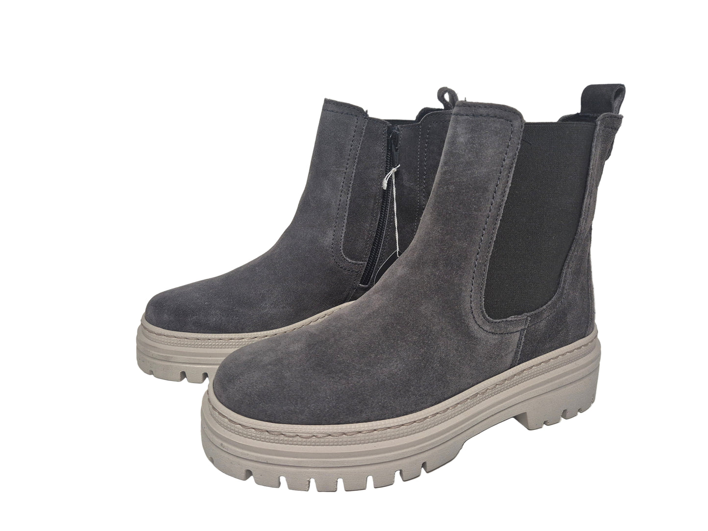 Gabor Stiefelette Veloursleder Reißverschluss, grau, Gr. 36