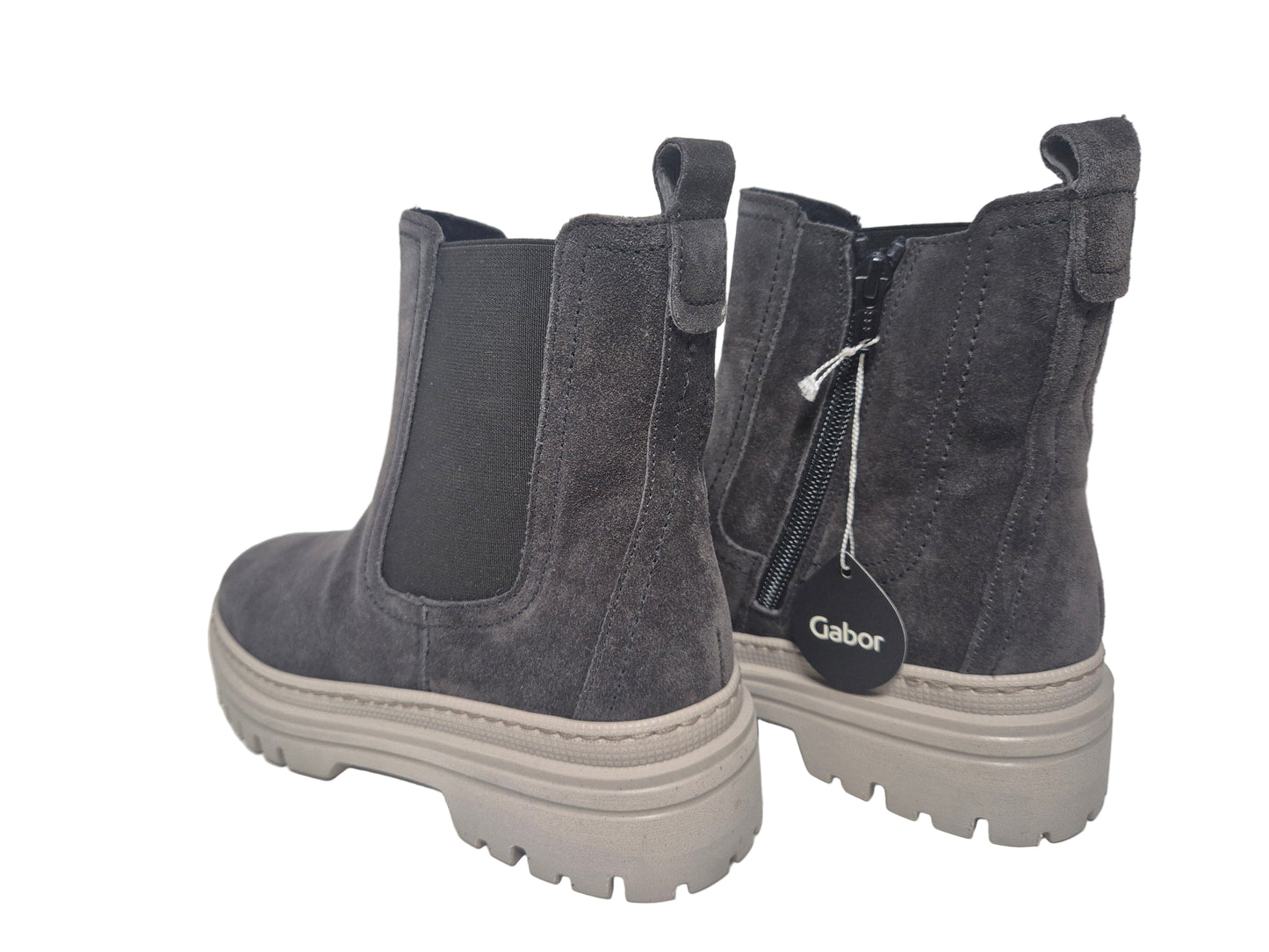 Gabor Stiefelette Veloursleder Reißverschluss, grau, Gr. 36