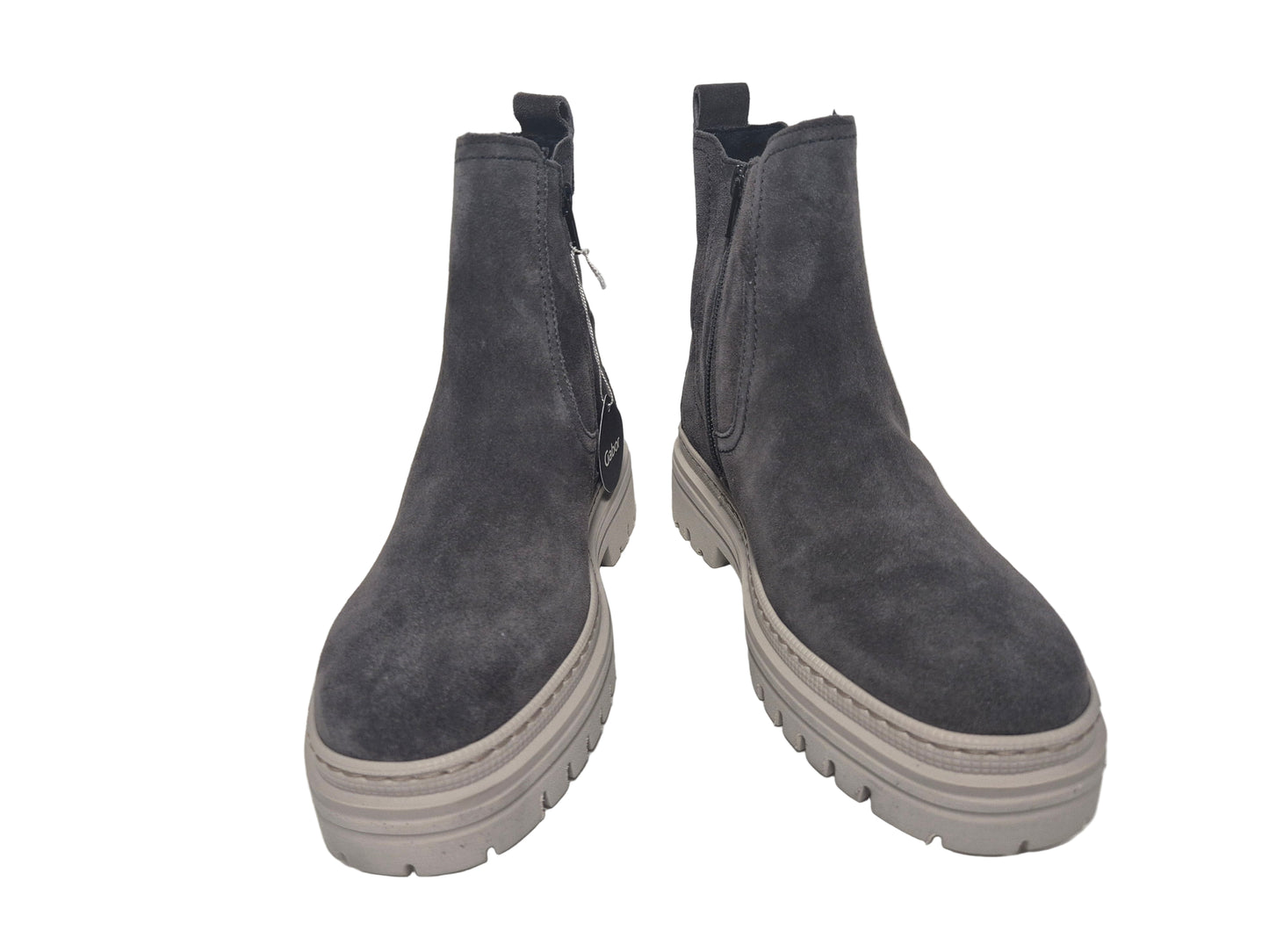 Gabor Stiefelette Veloursleder Reißverschluss, grau, Gr. 36