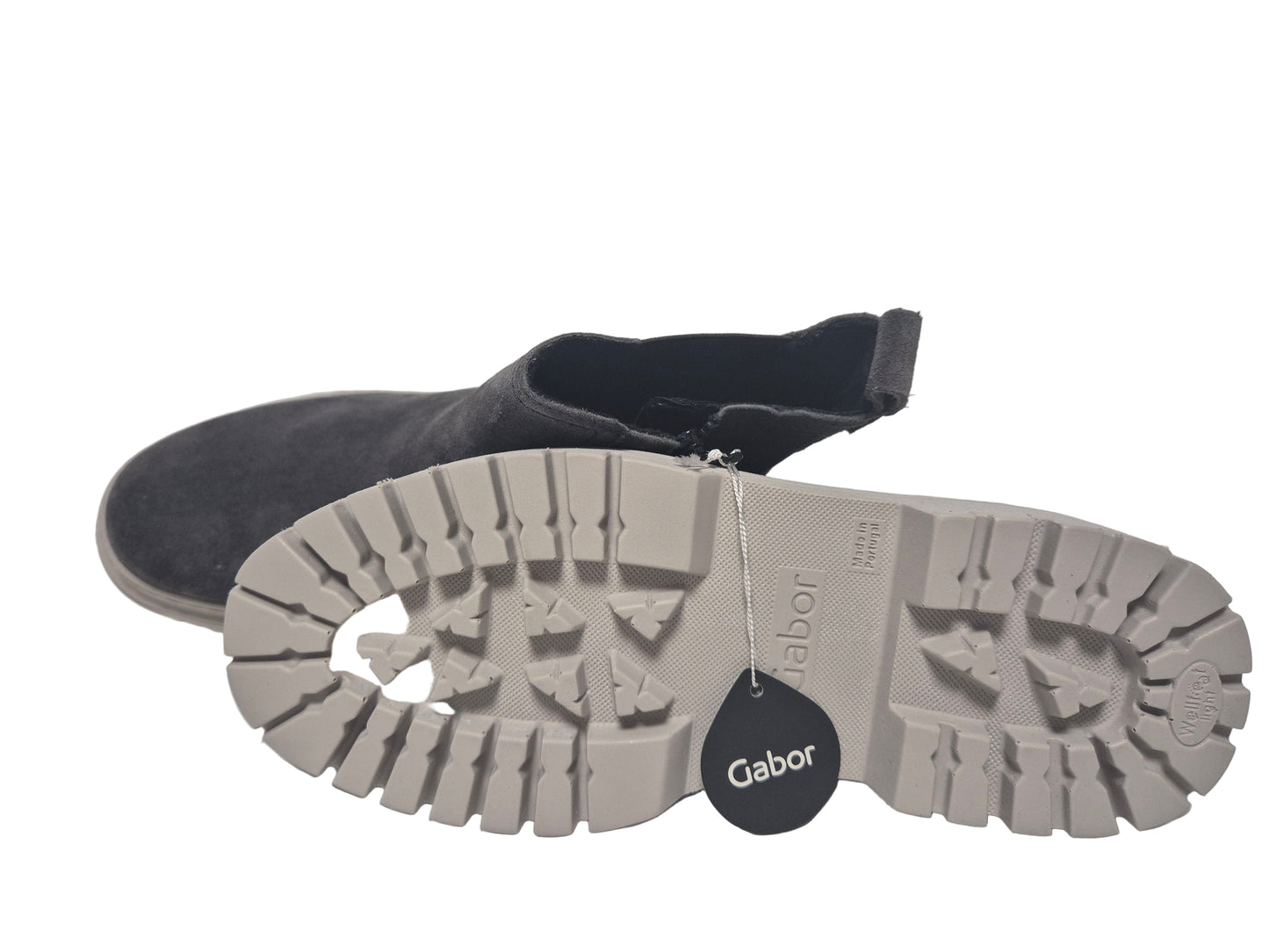 Gabor Stiefelette Veloursleder Reißverschluss, grau, Gr. 36