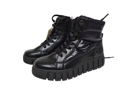 Tom Tailor Schnürboots Keilabsatz, schwarz, Gr. 38