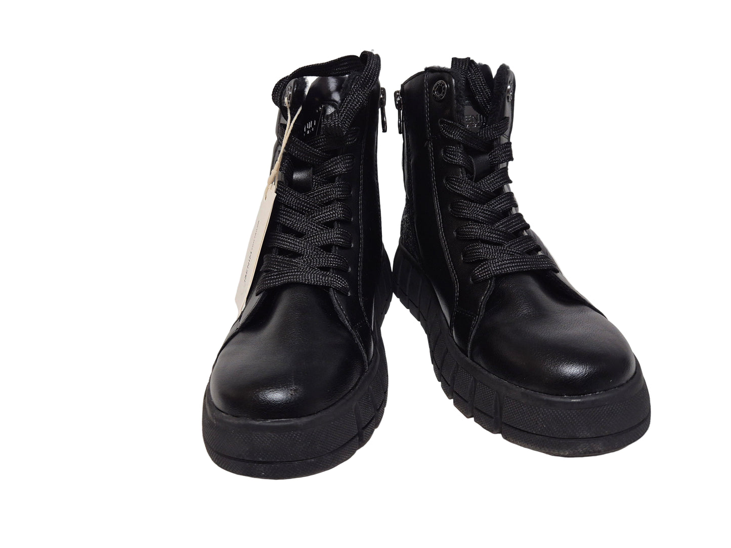 Tom Tailor Schnürboots Keilabsatz, schwarz, Gr. 38