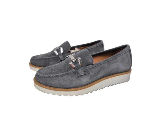 Heine Halbschuhe Schlupfschuhe Slipper, grau, Gr. 37