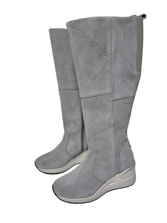 Heine Stiefel Wadenhoch Veloursleder Warmfutter, grau, Gr. 38