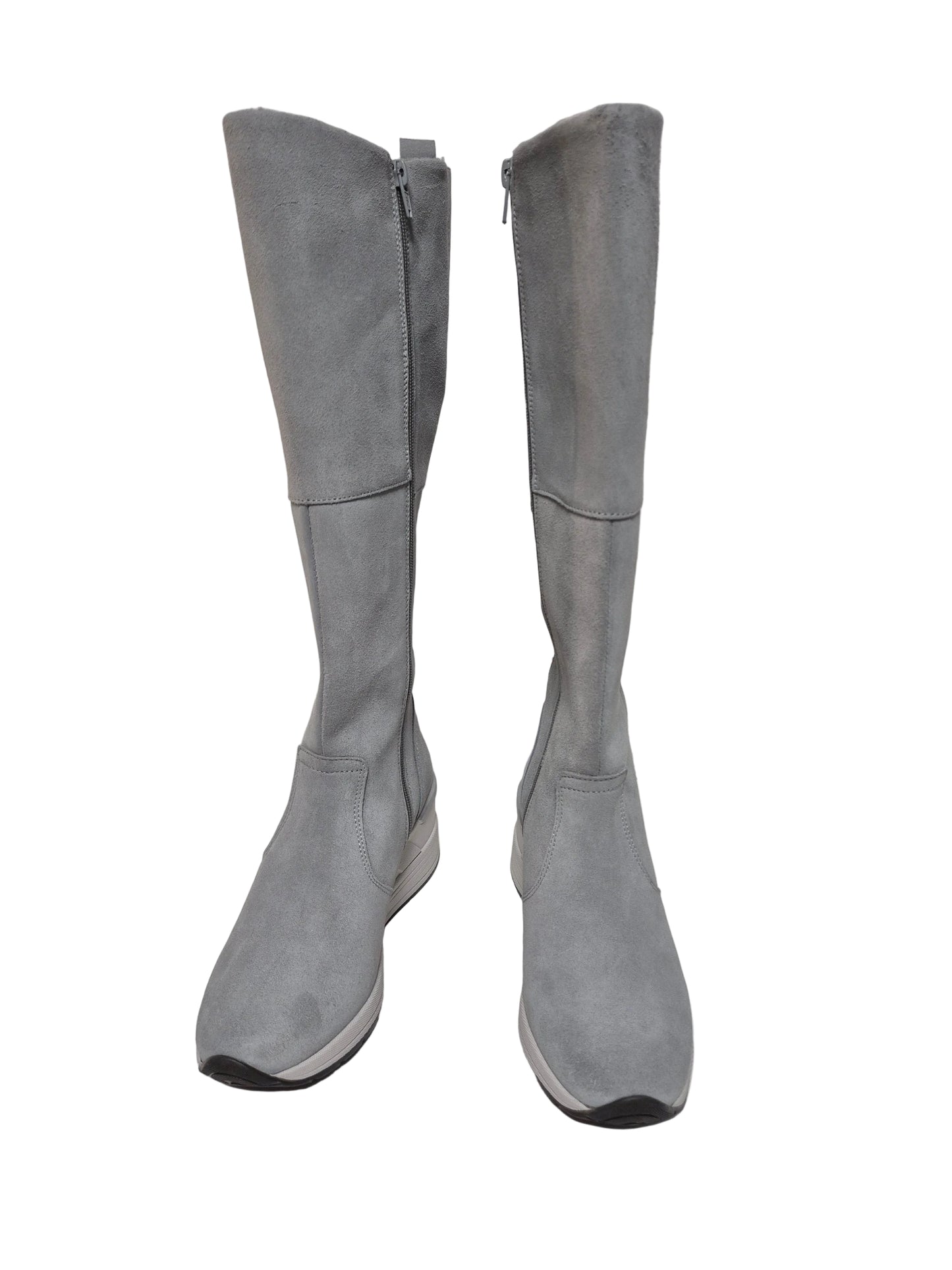 Heine Stiefel Wadenhoch Veloursleder Warmfutter, grau, Gr. 38