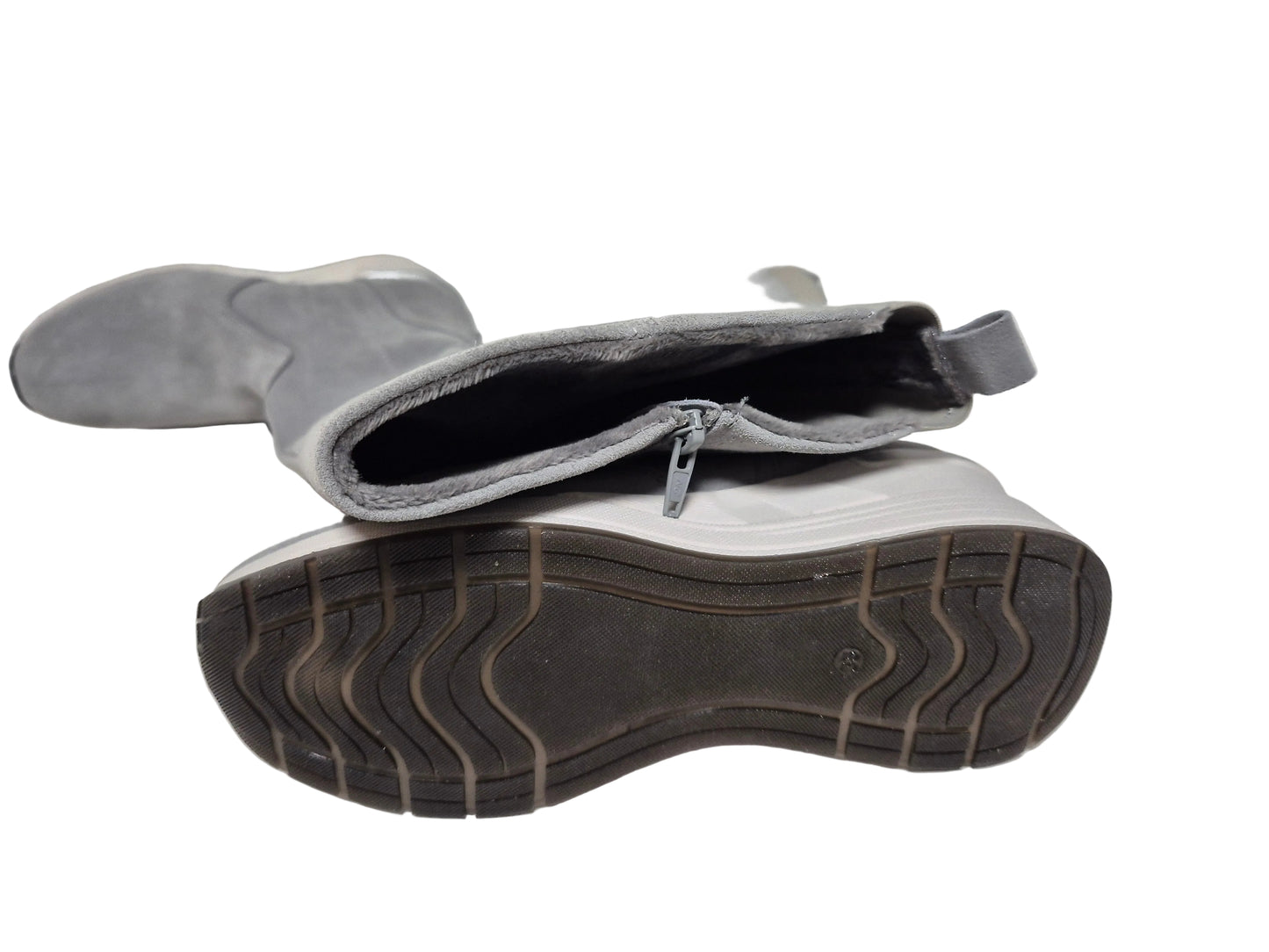 Heine Stiefel Wadenhoch Veloursleder Warmfutter, grau, Gr. 38