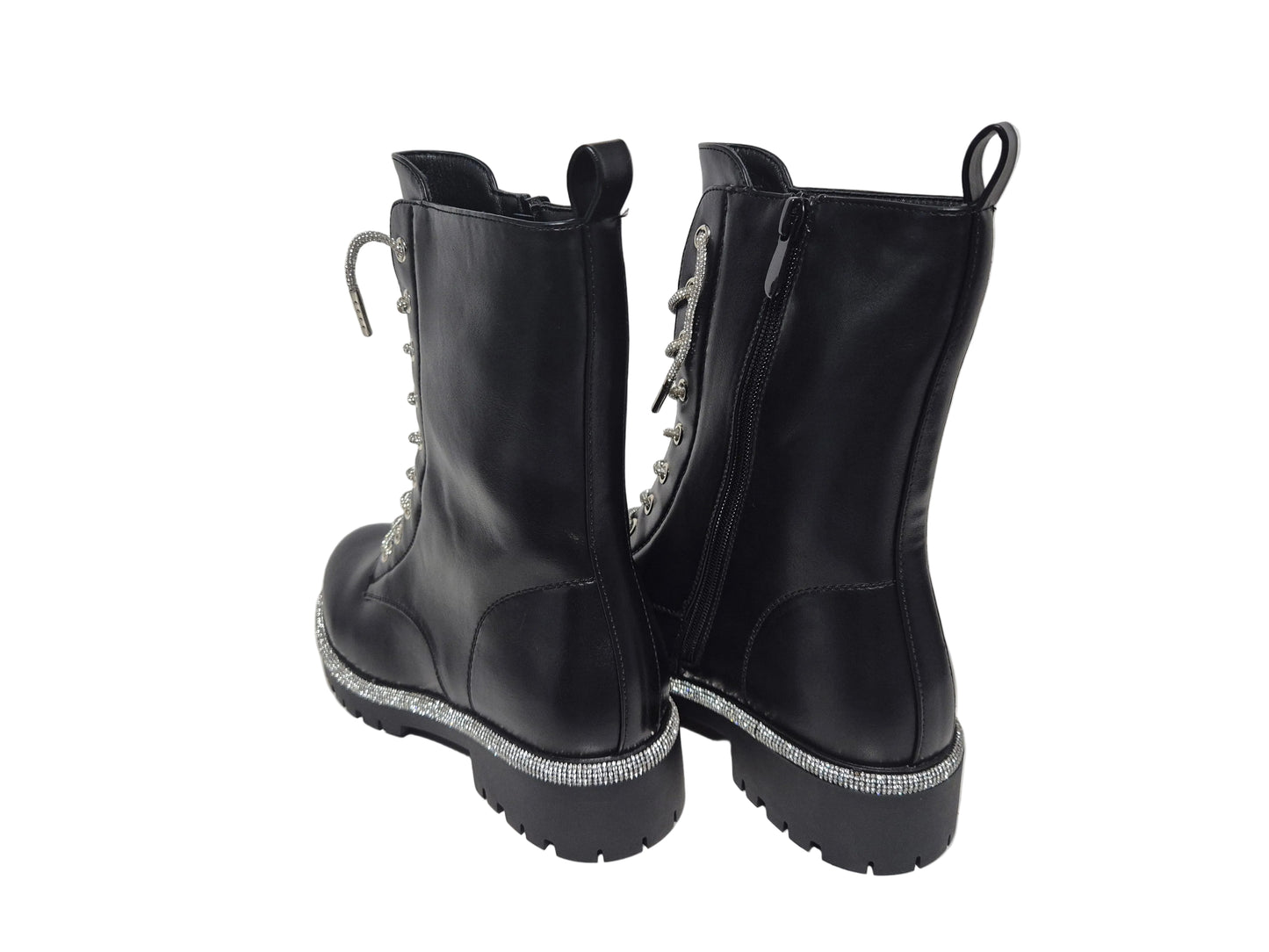 La Strada Schnürboots Biker Boots Glitzer, schwarz, Gr. 40