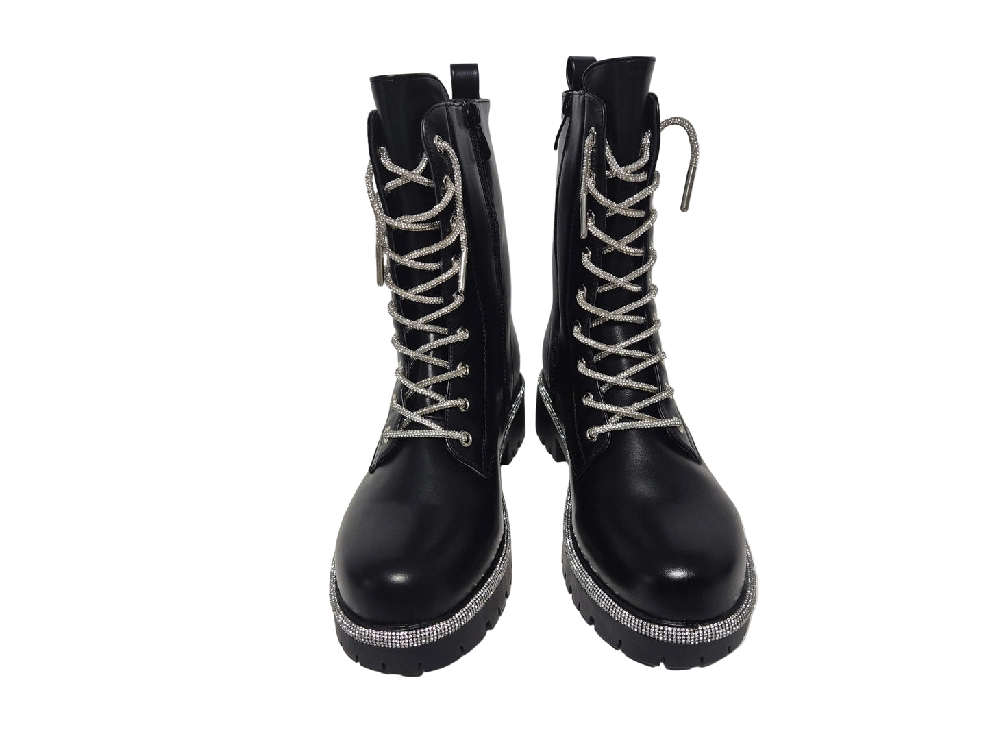 La Strada Schnürboots Biker Boots Glitzer, schwarz, Gr. 40