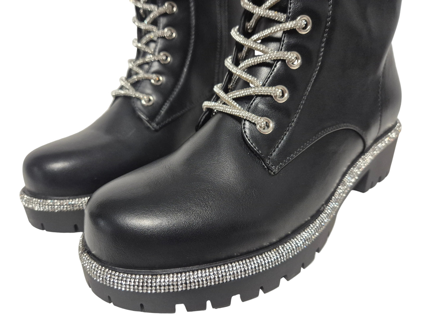 La Strada Schnürboots Biker Boots Glitzer, schwarz, Gr. 40