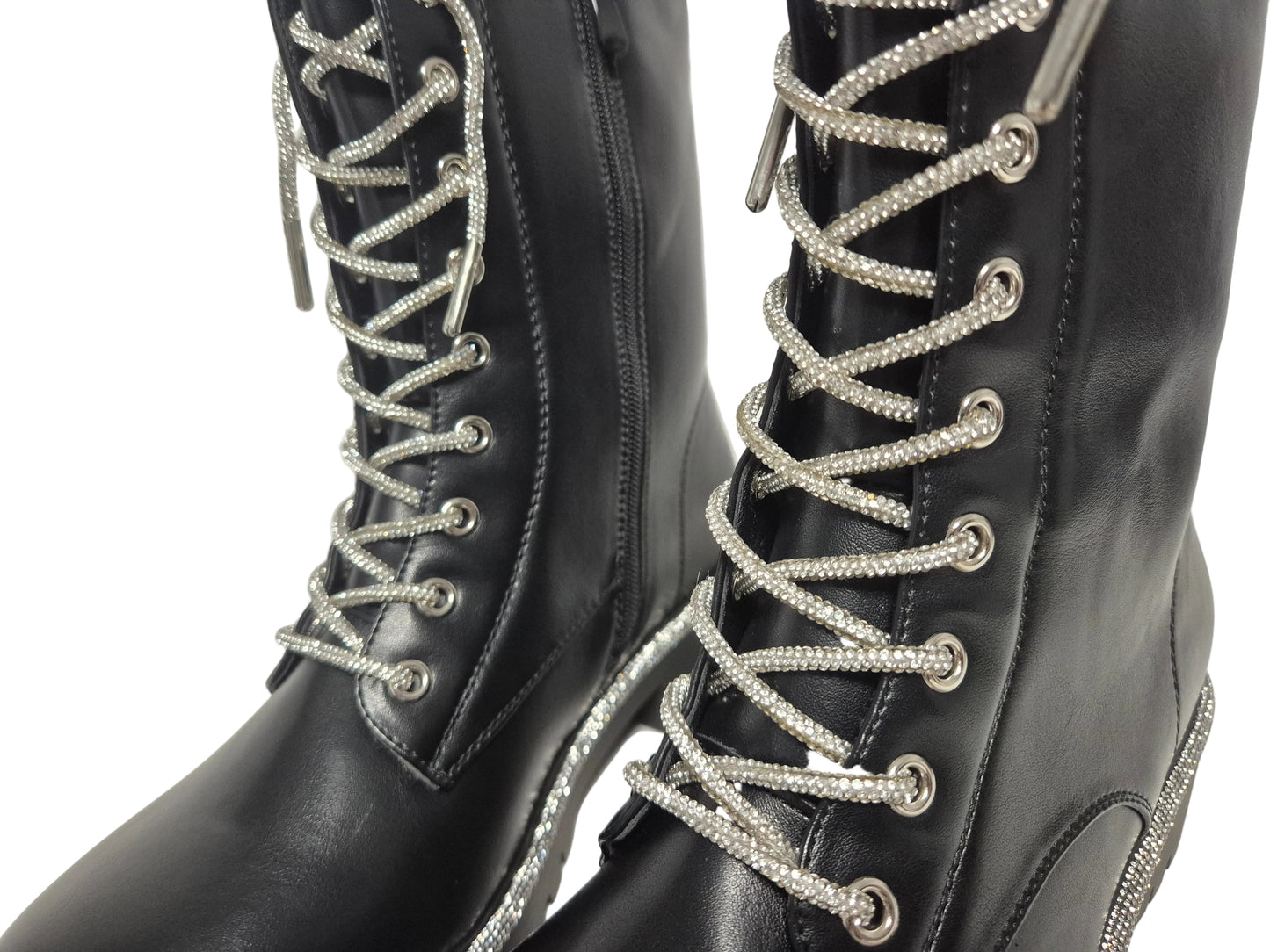La Strada Schnürboots Biker Boots Glitzer, schwarz, Gr. 40