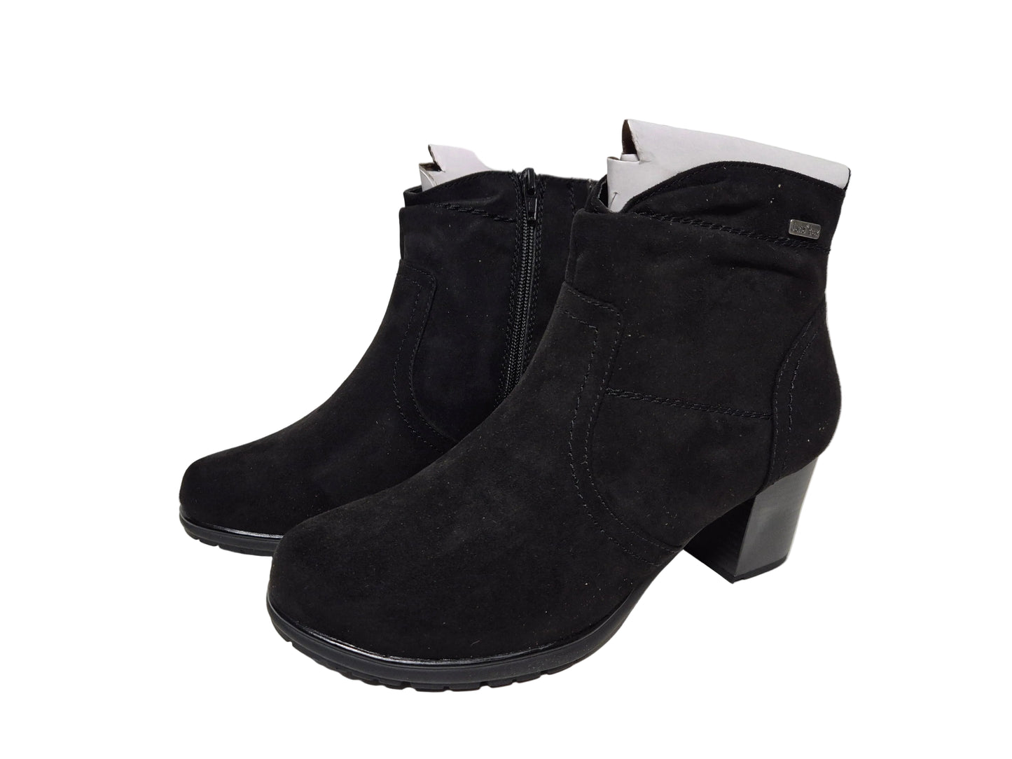 Jana Winterstiefelette Blockabsatz Reißverschluss, schwarz, Gr. 41
