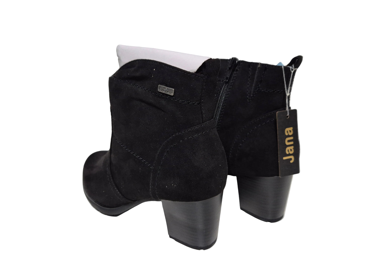 Jana Winterstiefelette Blockabsatz Reißverschluss, schwarz, Gr. 41