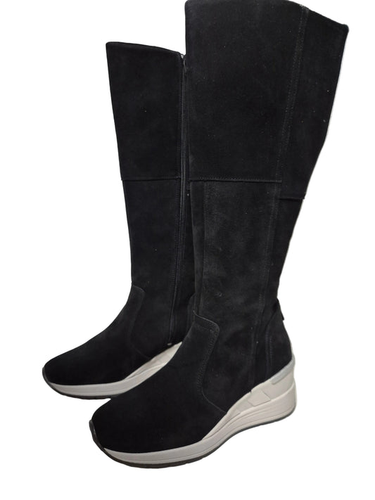 Heine Veloursleder Wadenhoch, schwarz, Gr. 38