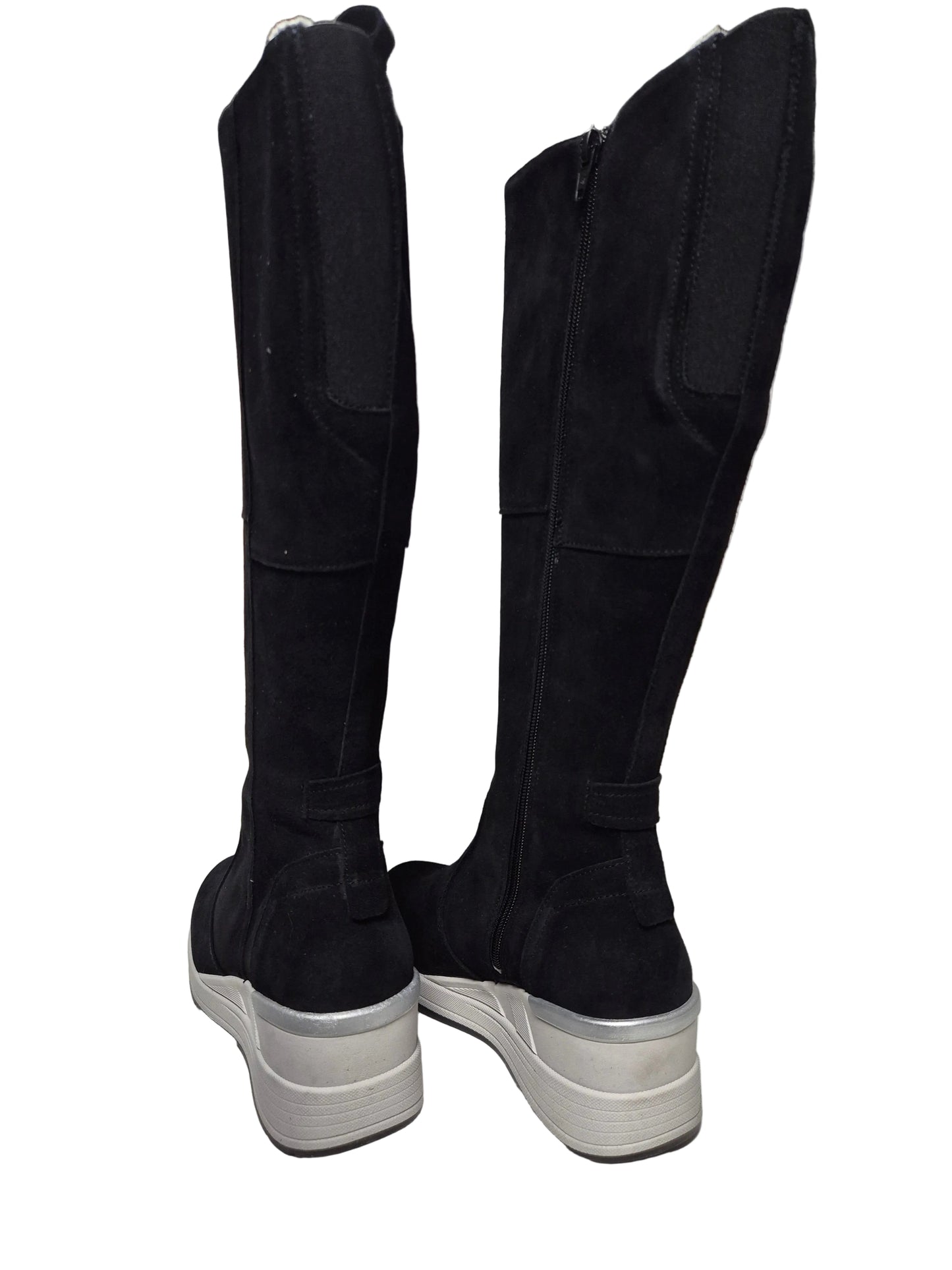 Heine Veloursleder Wadenhoch, schwarz, Gr. 38