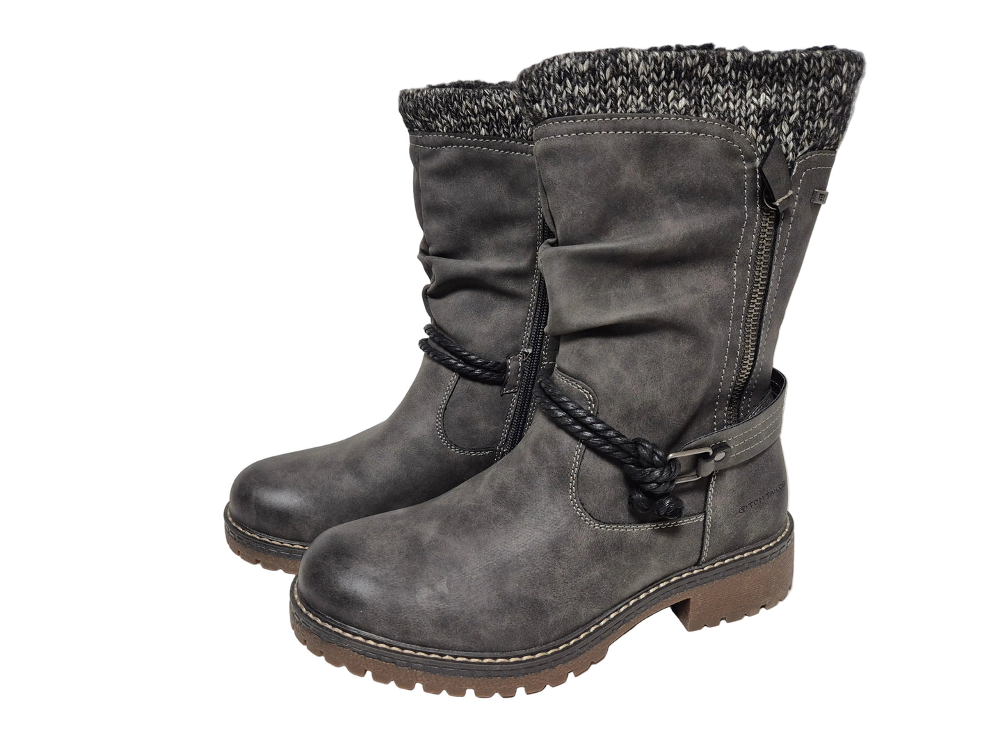 Tom Tailor Stiefel Blockabsatz, dunkelgrau, Gr. 38