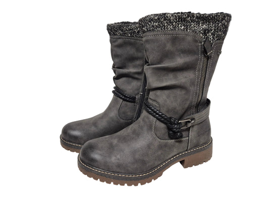 Tom Tailor Stiefel Blockabsatz, dunkelgrau, Gr. 38