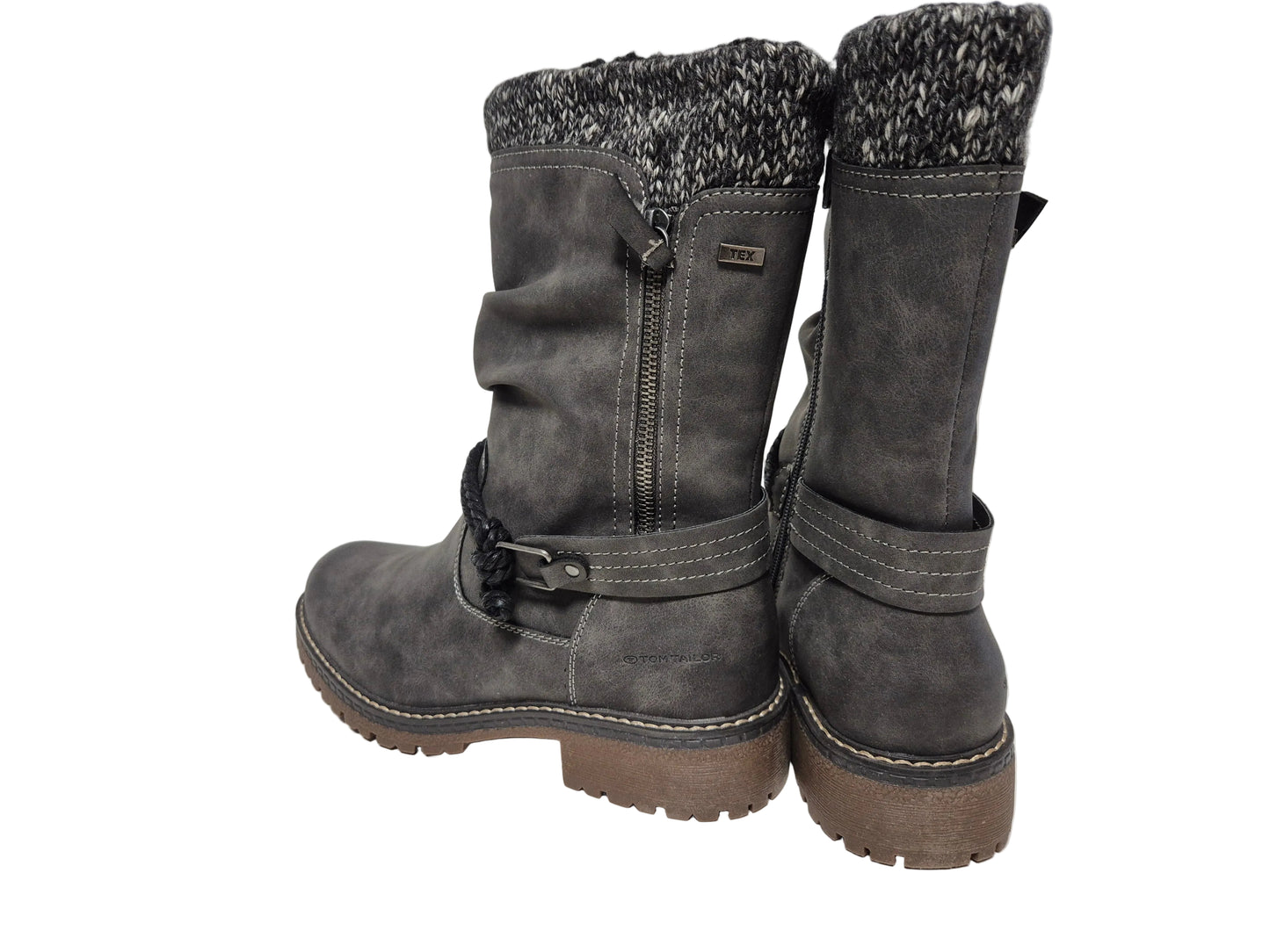 Tom Tailor Stiefel Blockabsatz, dunkelgrau, Gr. 38