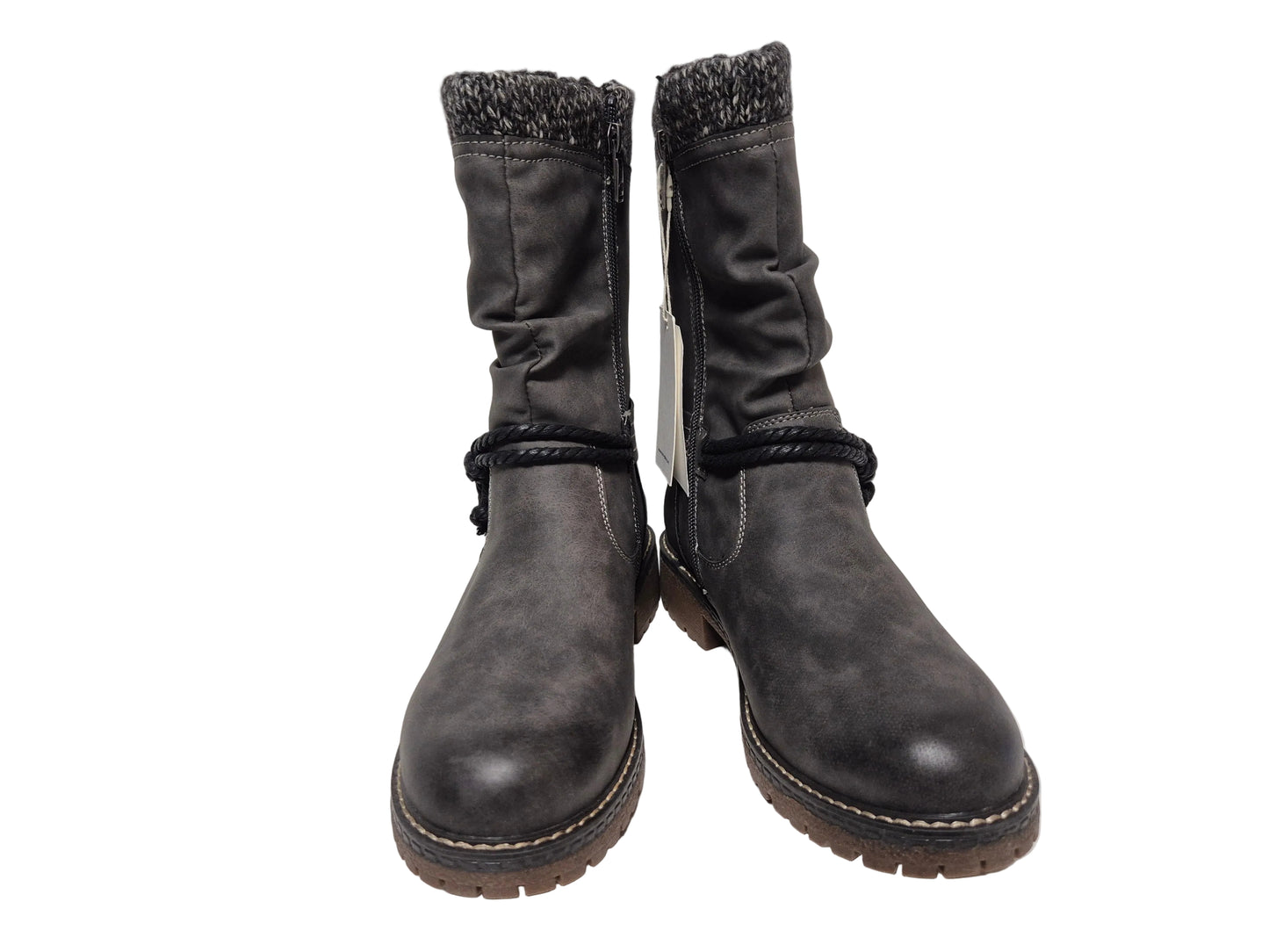 Tom Tailor Stiefel Blockabsatz, dunkelgrau, Gr. 38