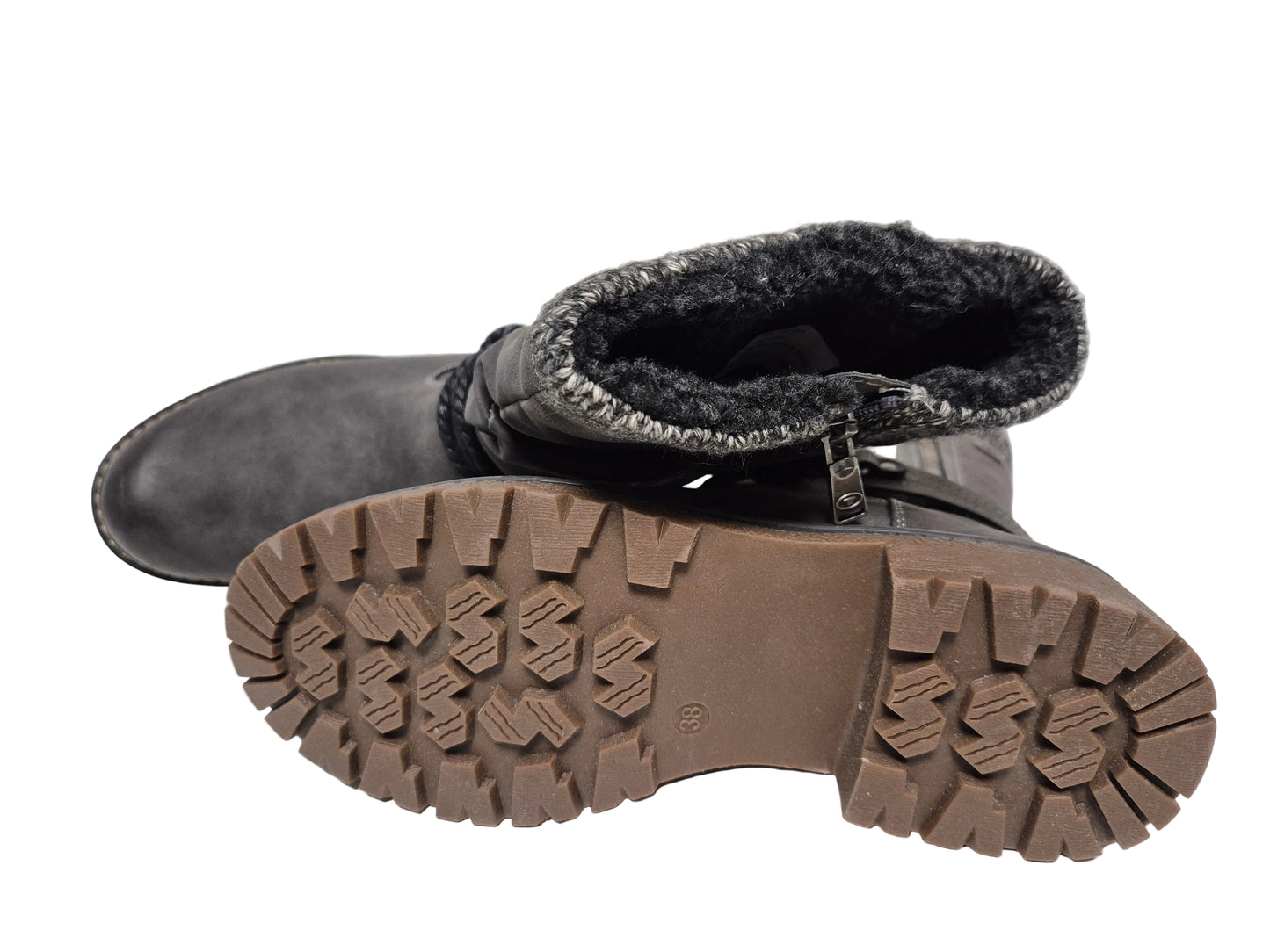 Tom Tailor Stiefel Blockabsatz, dunkelgrau, Gr. 38