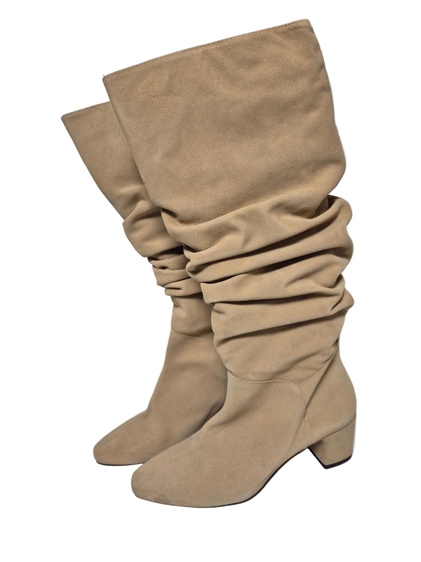 Heine Wadenhohe Stiefel aus Veloursleder, sand, Gr. 40