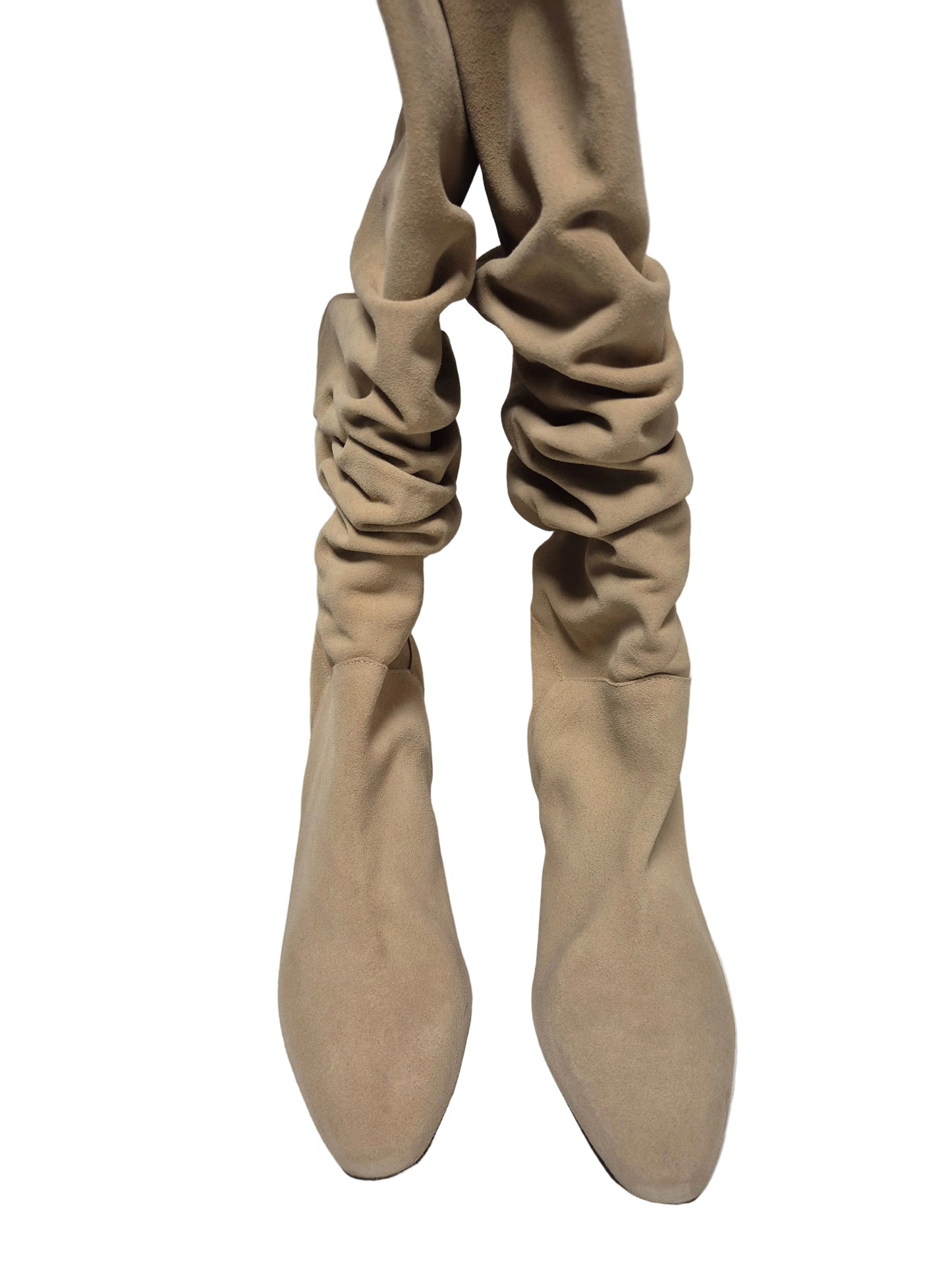 Heine Wadenhohe Stiefel aus Veloursleder, sand, Gr. 40