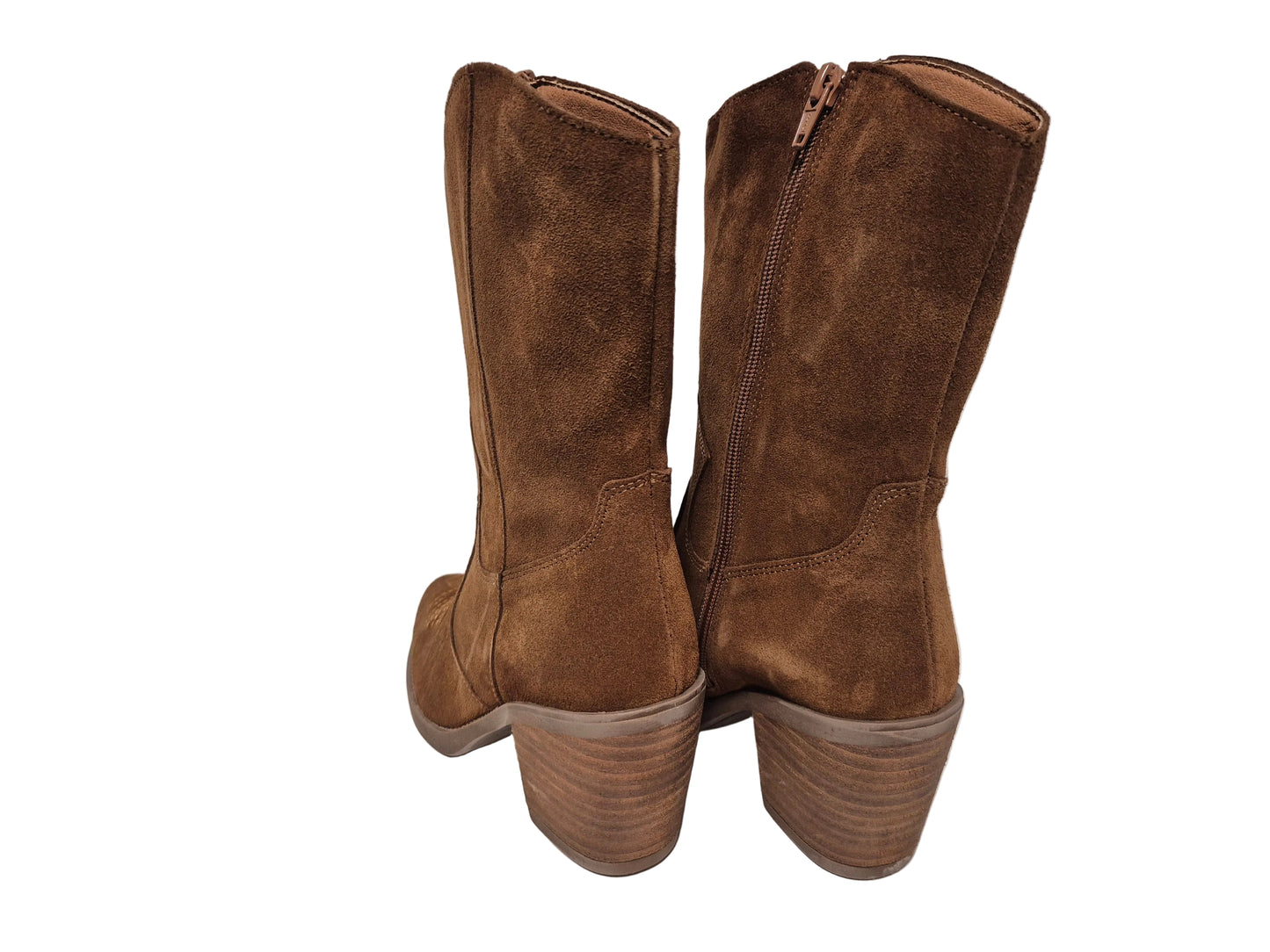 Heine Cowboy Stiefel Veloursleder Reißverschluss, braun, Gr. 36