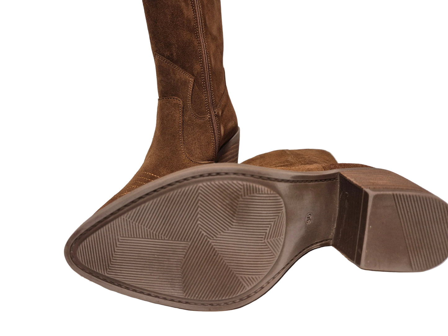 Heine Cowboy Stiefel Veloursleder Reißverschluss, braun, Gr. 36