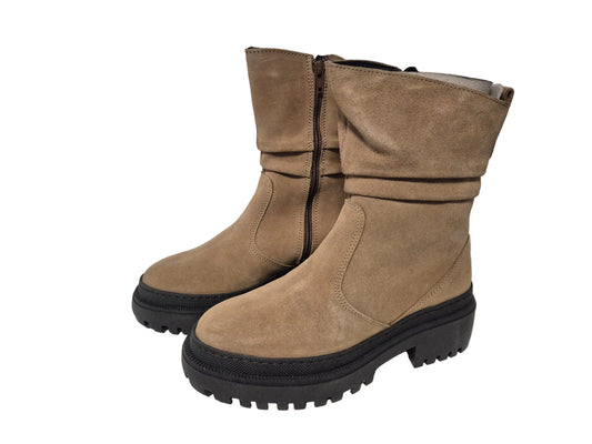 Heine Winterschuhe Stiefel aus Leder, beige, Gr. 37