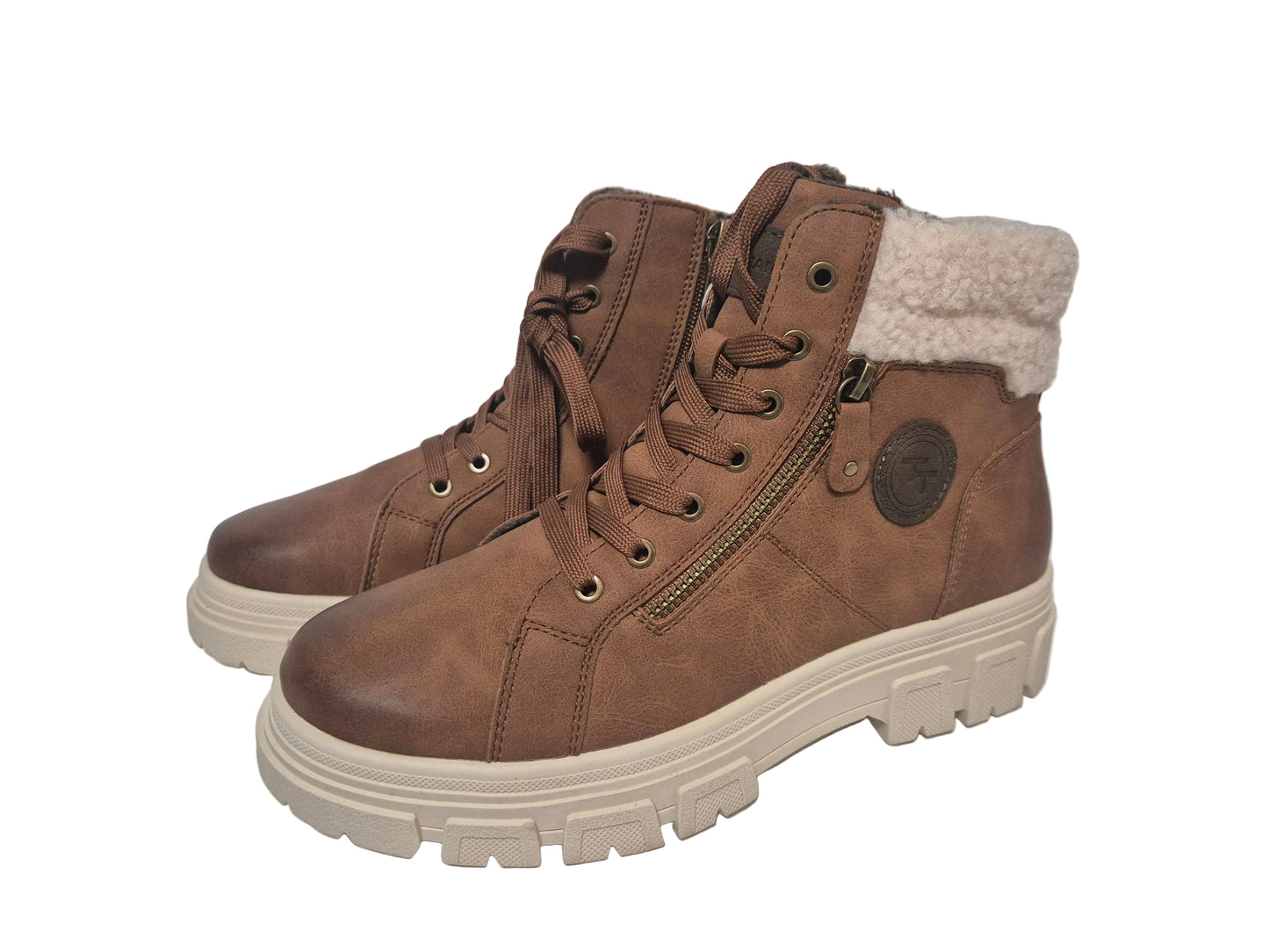 Tom Tailor Winterboots Stiefelette, cognac braun, Gr. 40