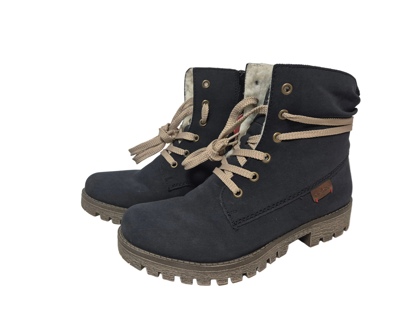 Rieker Winterboots mit schaftumspielender Schnürung, blau, Gr. 39