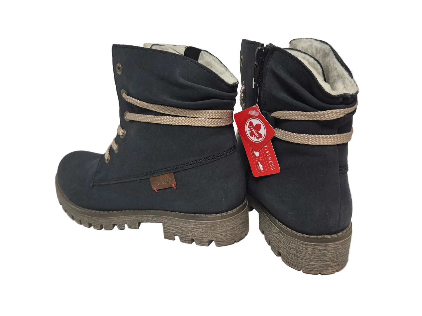 Rieker Winterboots mit schaftumspielender Schnürung, blau, Gr. 39