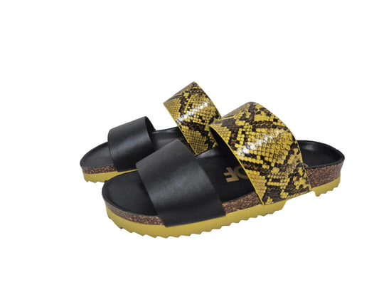 Colors of California Pantoletten Schlappen, schwarz gelb, Gr. 36
