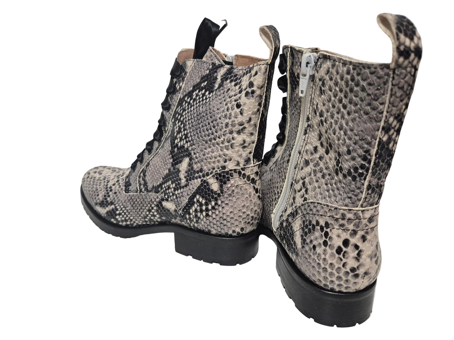 DWRS Stiefel Schlangenstil, beige-schwarz, Gr. 40