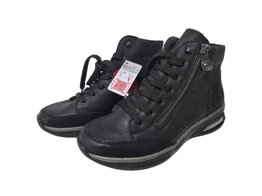 Rieker Sneaker Schnürstiefelette, schwarz, Gr. 36