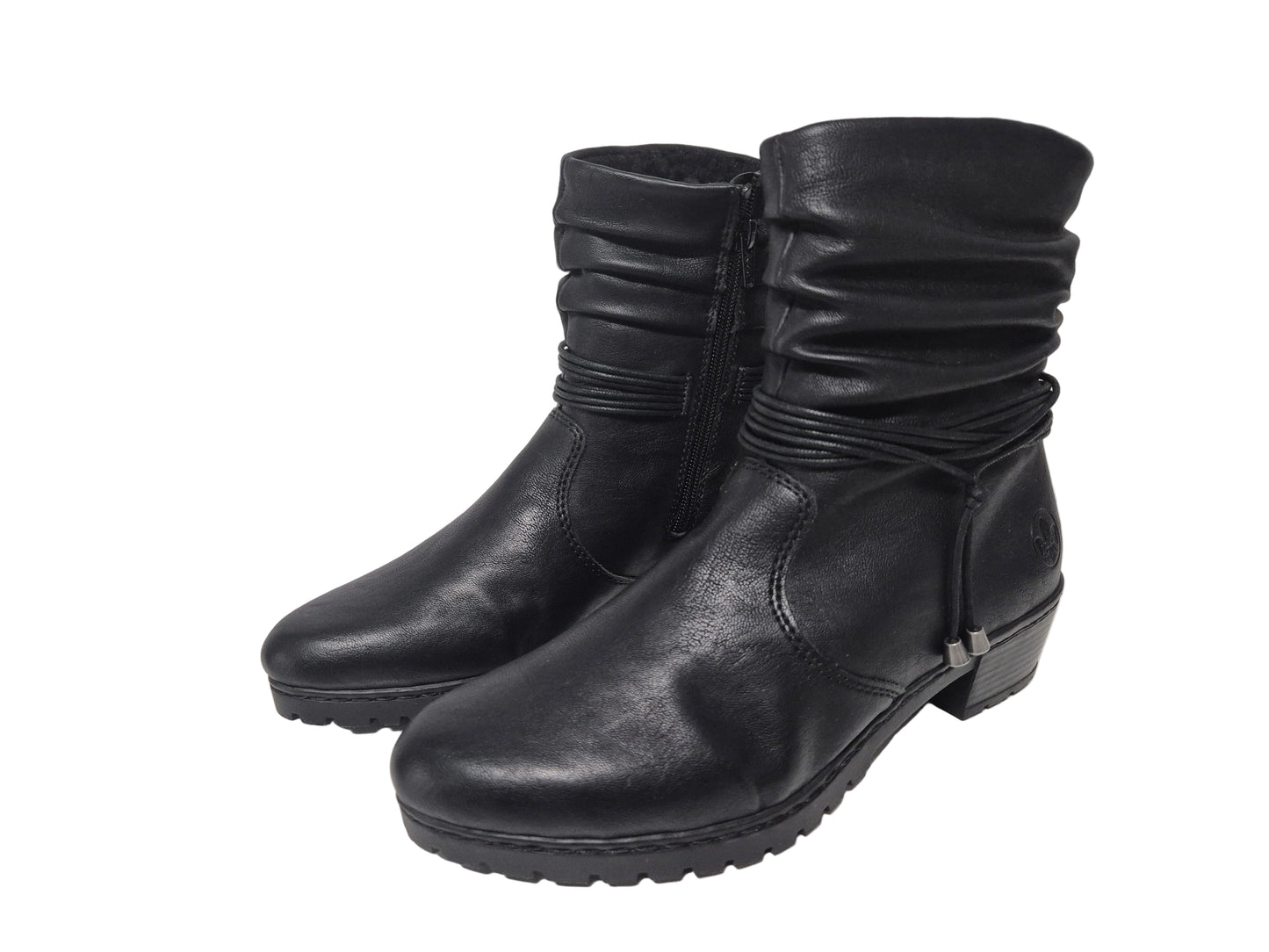 Rieker Winterstiefelette mit Zierbänder, schwarz, Gr. 41
