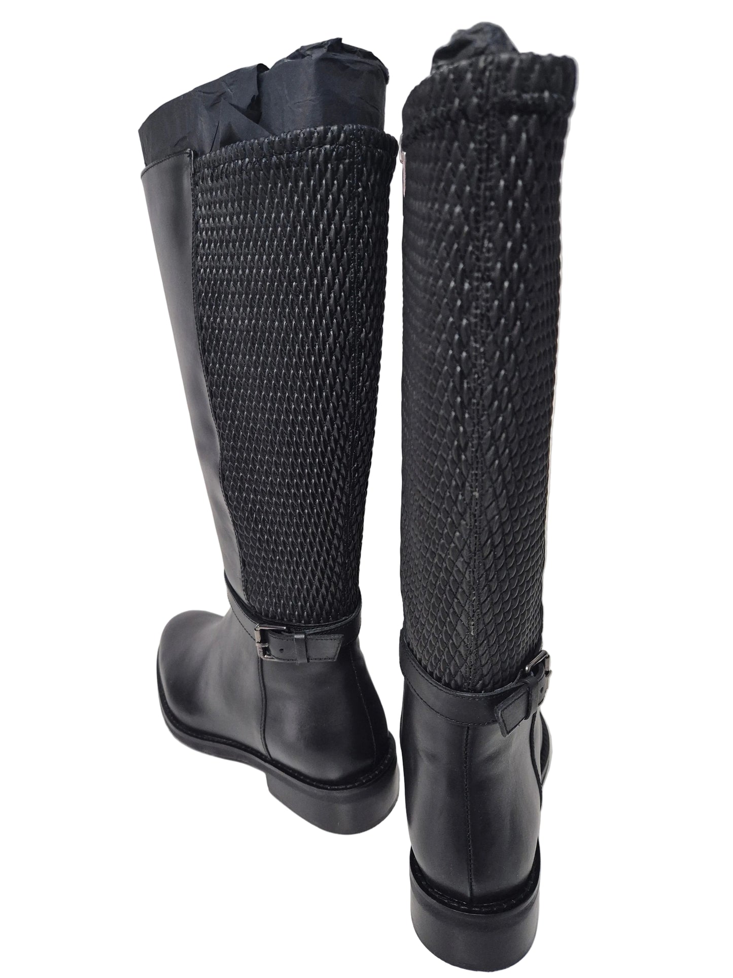 sheego wadenhohe Weitschaftstiefel aus Leder, schwarz, Gr. 39 XL