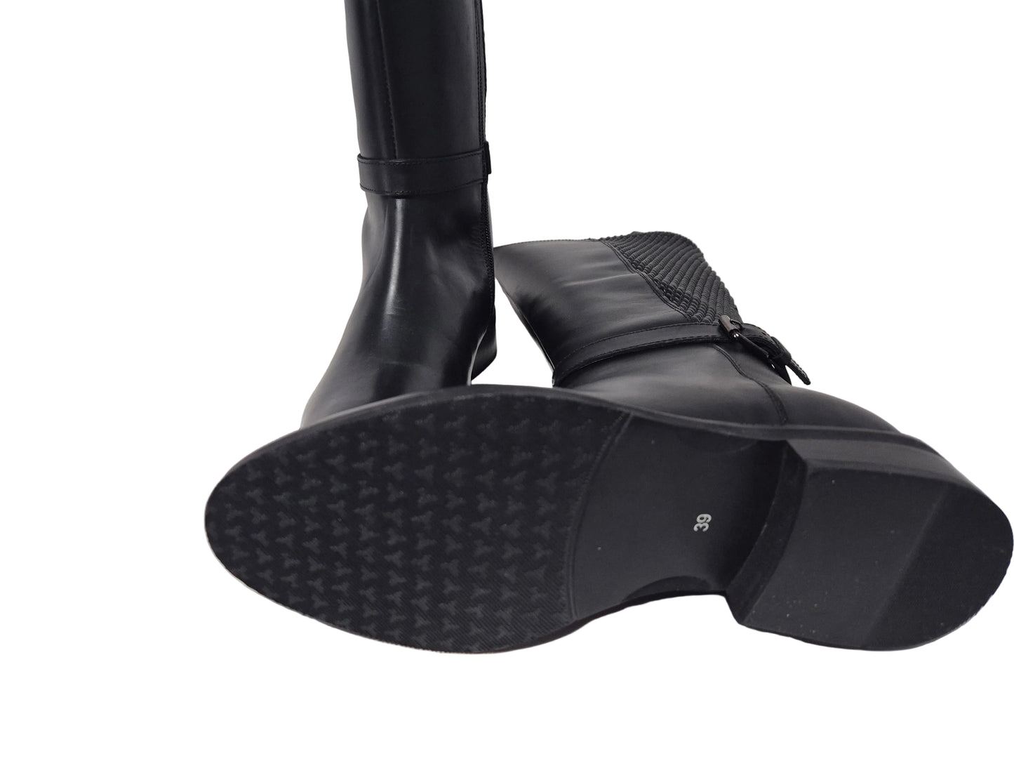 sheego wadenhohe Weitschaftstiefel aus Leder, schwarz, Gr. 39 XL