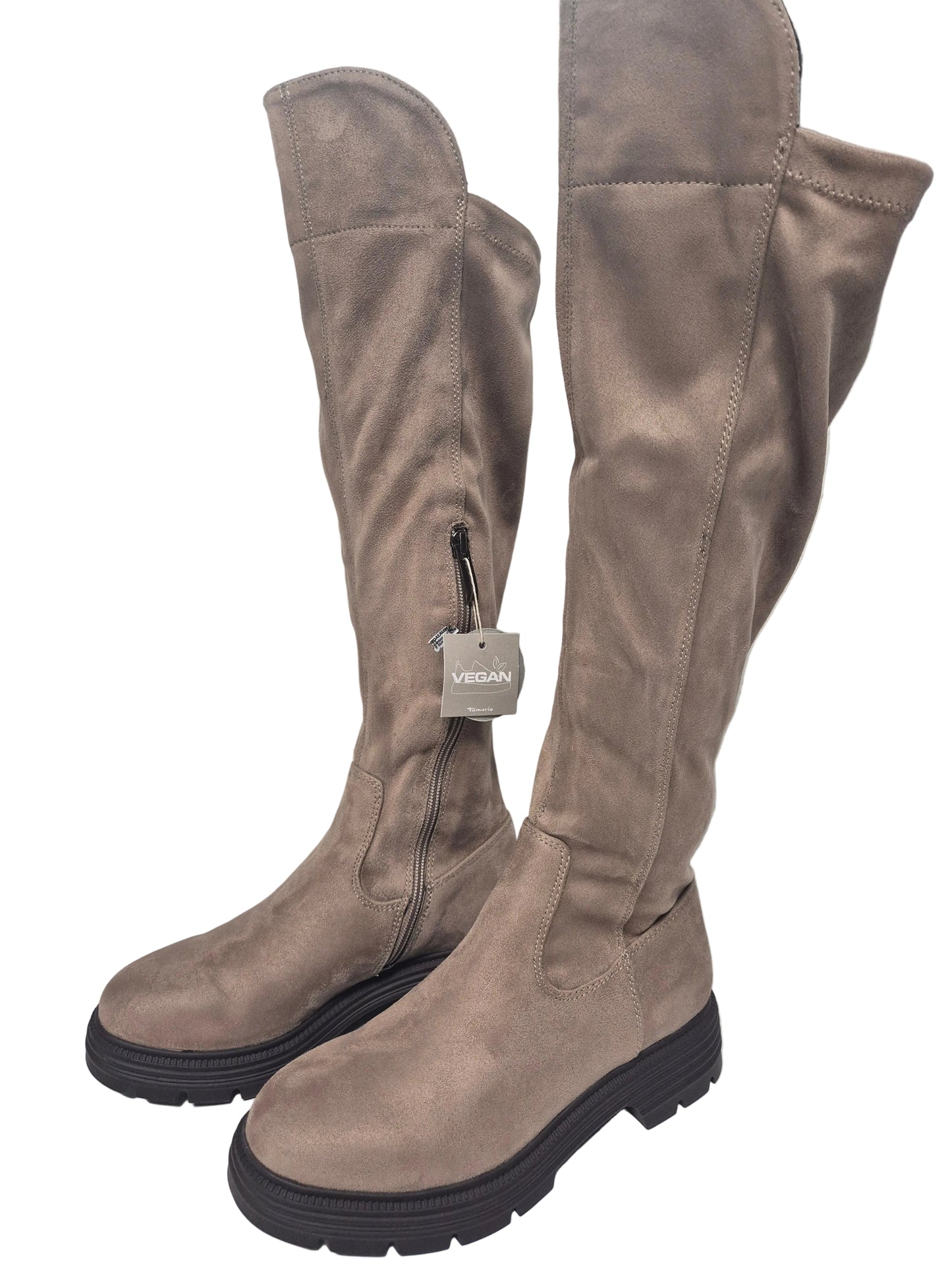 Tamaris Plateaustiefel Overknee, taupe, Gr. 37